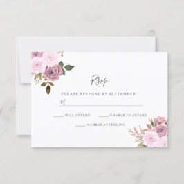 RSVP de Casamento Dourado Elegante Rosa e Rosa