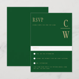 RSVP de Casamento Dourado Emerald Green