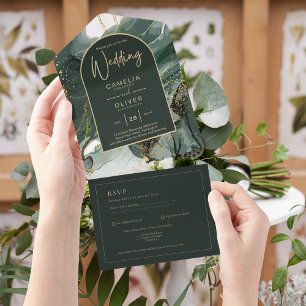 RSVP de Casamento Dourado Emerald Green Inclusivo