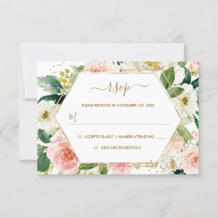 RSVP de Casamento Dourado Floral de Mola Floral de