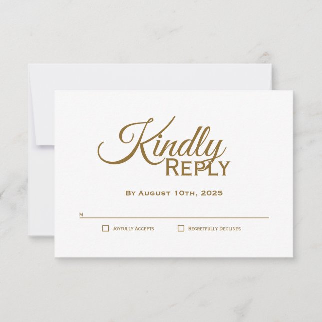RSVP de Casamento Dourado Moderno (Frente)