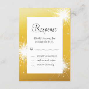RSVP de Casamento Dourado Sparkler
