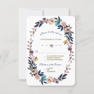 RSVP de Casamento Dusty Blue Misty Rosa Wreath