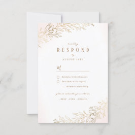 RSVP de casamento elegante botânico dourado