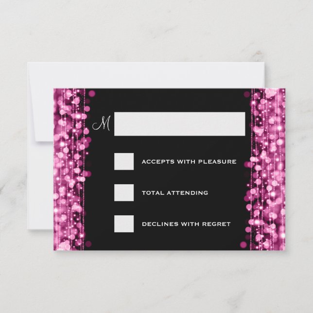 RSVP de Casamento Elegante brilha rosa (Frente)