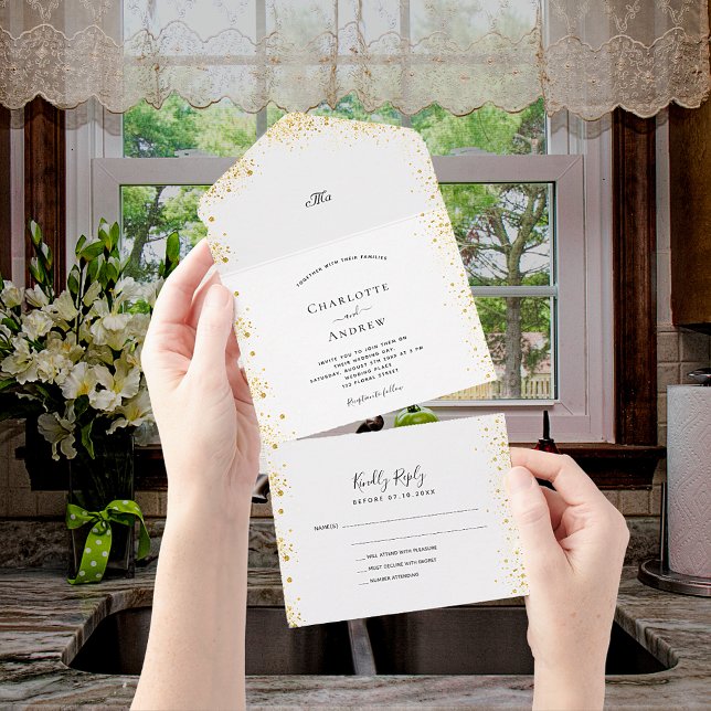 Rsvp de casamento elegante com brilho branco (Criador carregado)