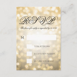 RSVP de Casamento Elegante das Luzes de Bokeh Dour