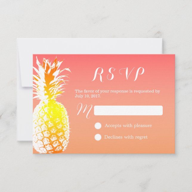 RSVP de Casamento Elegante de Abacaxi Tropical (Frente)