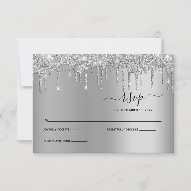 RSVP de Casamento Elegante de Drives de Silver Gli (Frente)