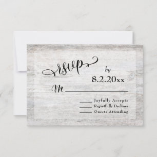 RSVP de Casamento Elegante de Madeira de Cinzas co