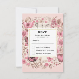 RSVP de Casamento Elegante de Notas e Flores Music