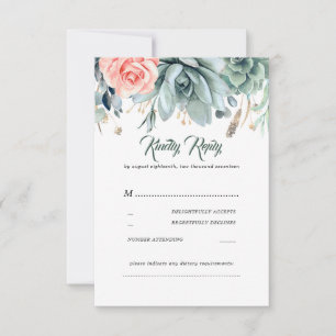 RSVP de Casamento Elegante de Rosa Elegante Greene