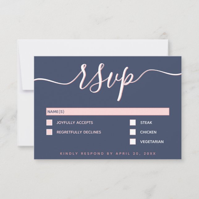 RSVP de Casamento Elegante e Moderno de Script e B (Frente)