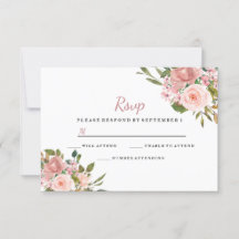 RSVP de Casamento Elegante Floral Dourado Rosa e R