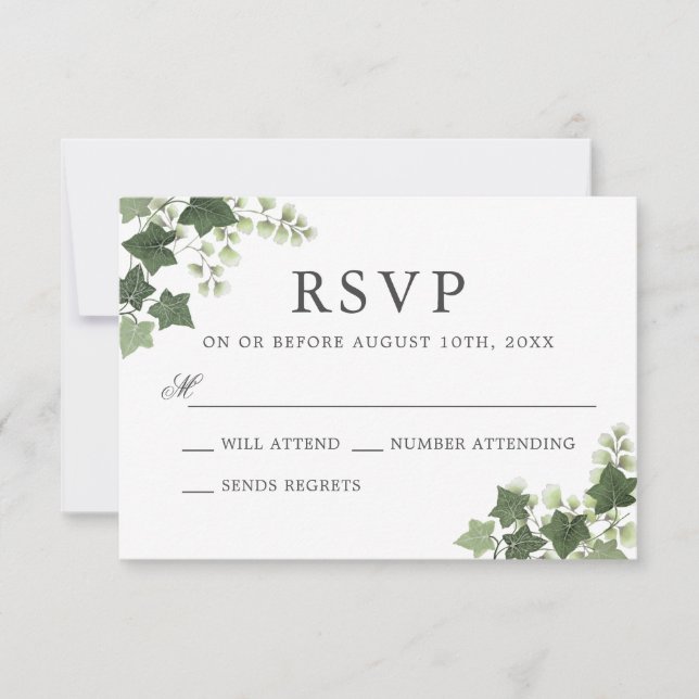 RSVP de Casamento Elegante Ivy e Fern (Frente)