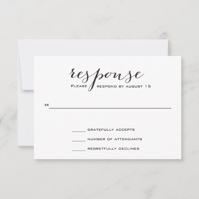 RSVP de Casamento Elegante Negro e Branco (Frente)