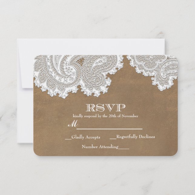 RSVP de Casamento Elegante Russo e Castanho (Frente)