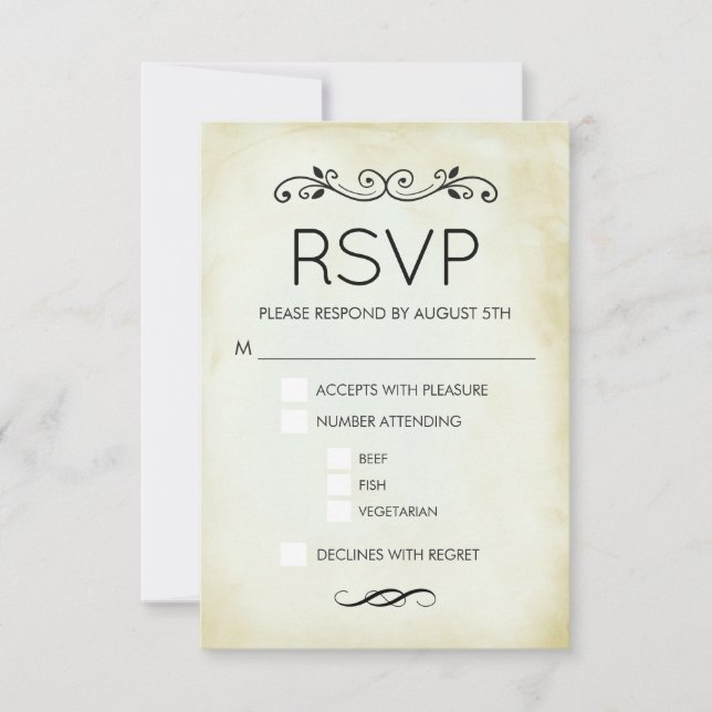 RSVP de Casamento Elegante Simples de Pergaminho V (Frente)