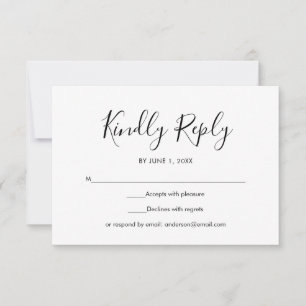 RSVP de Casamento Elegante Simples Preto e Branco