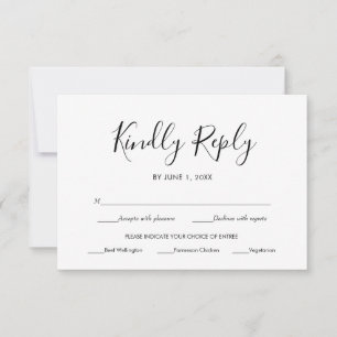 RSVP de Casamento Elegante Simples Preto e Branco