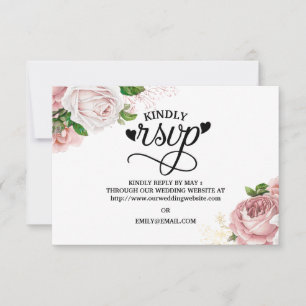RSVP de casamento em azul naval com rosas florais