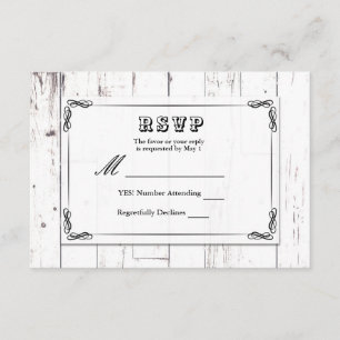RSVP de casamento em celeiro de madeira branca sha