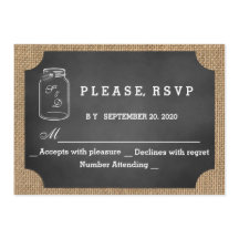 RSVP de Casamento em Chalkboard com Pano de Aniage