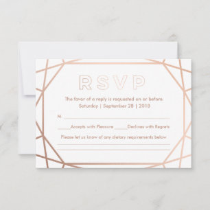 RSVP de Casamento em Forma de Diamante Geométrico 