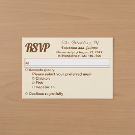 RSVP de casamento em marfim minimalista com texto