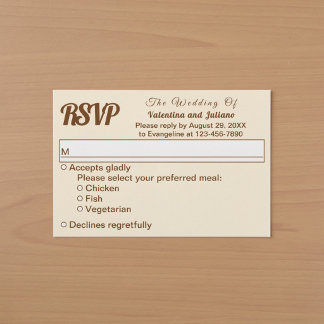 RSVP de casamento em marfim minimalista com texto