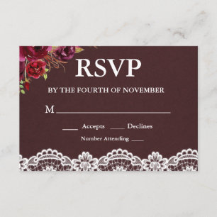 RSVP de casamento em renda floral rústica
