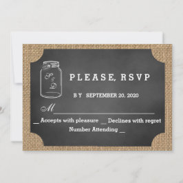 RSVP de Casamento em Sacaria de Cordas e Quadro Ne