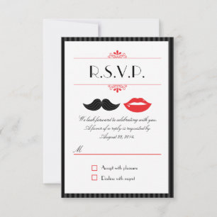 RSVP de Casamento entre bigodes e Lábios vermelhos