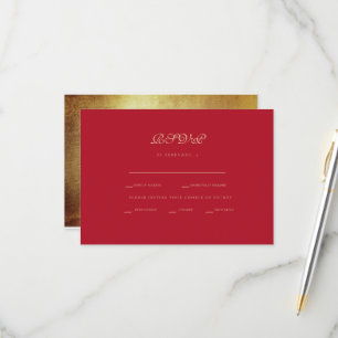 RSVP de Casamento Étnico Formal Vermelho e Dourado