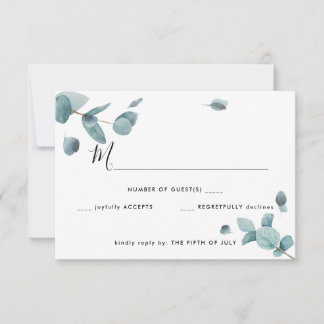 RSVP de Casamento Eucalyptus Azul Moderno