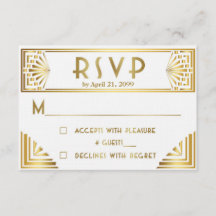 RSVP de Casamento, Excelente Gatsby, ouro em branc