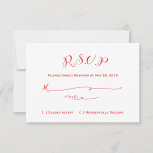 RSVP de Casamento Fairytale - Texto Vermelho