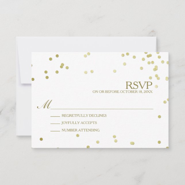 RSVP de Casamento Faux Gold Foil Confetti (Frente)