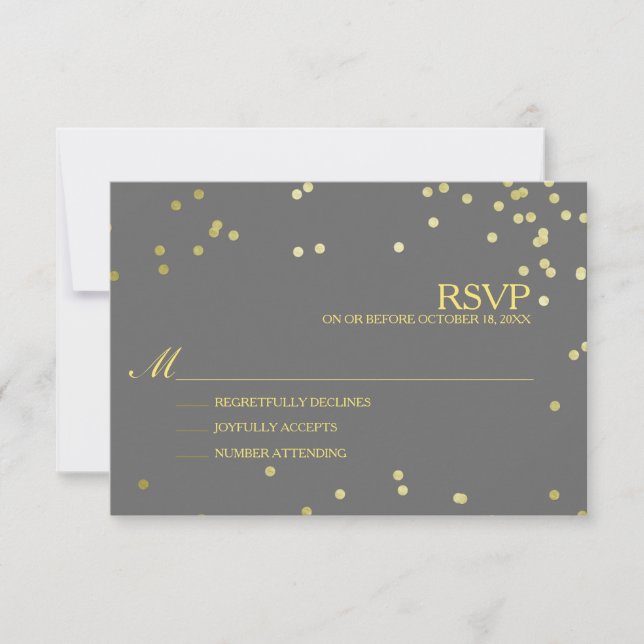 RSVP de Casamento Faux Gold Foil Confetti (Frente)