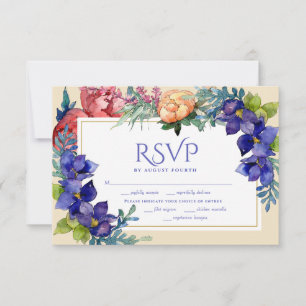 RSVP de Casamento Felicidade Aquarela Floral