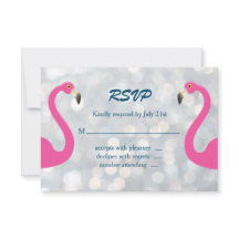 RSVP de Casamento Flamingo de Silver Sparkly