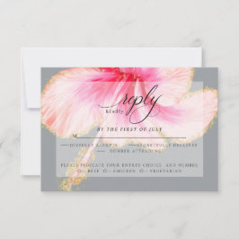RSVP de Casamento | Flor de Hibiscus, Cor de Água 