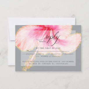 RSVP de casamento Flor de Hibiscus, Cor de Água