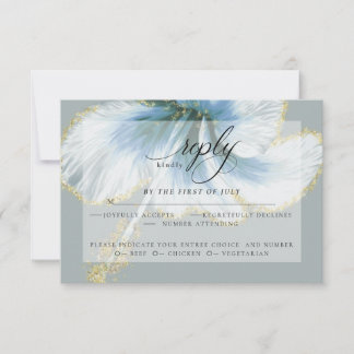 RSVP de casamento | Flor de Hibiscus de Cor Azul