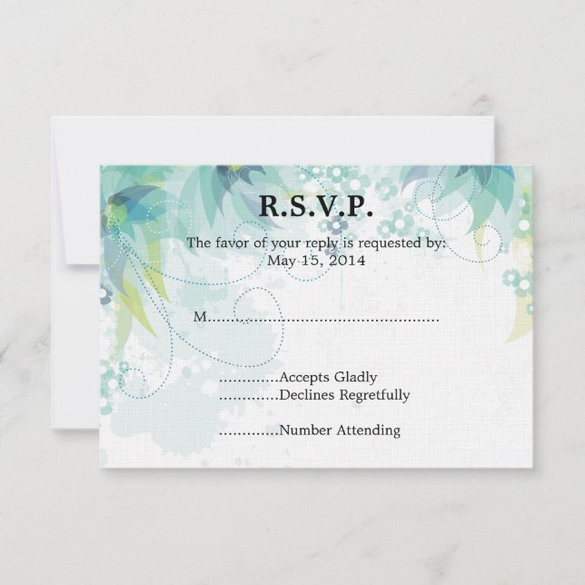 RSVP de Casamento Floral Azul (Frente)