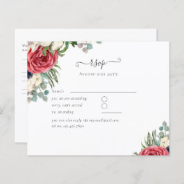 RSVP de Casamento Floral Azul Branco Azul