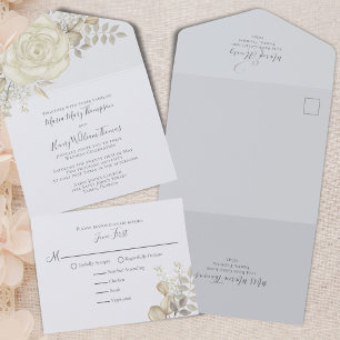 RSVP de Casamento Floral Azul-Elegante