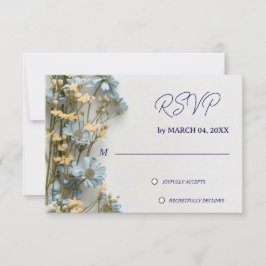 RSVP de casamento floral azul suave