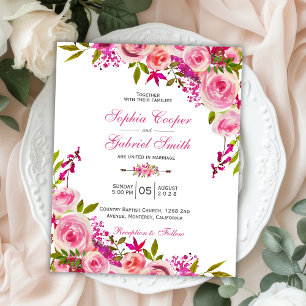 RSVP de Casamento Floral Botânico de Fúchsia Ros