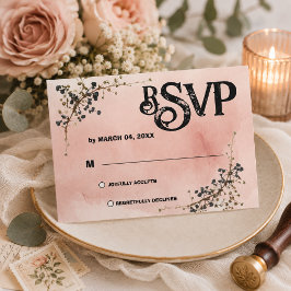 RSVP de casamento floral botânico Rosa Empoeirado